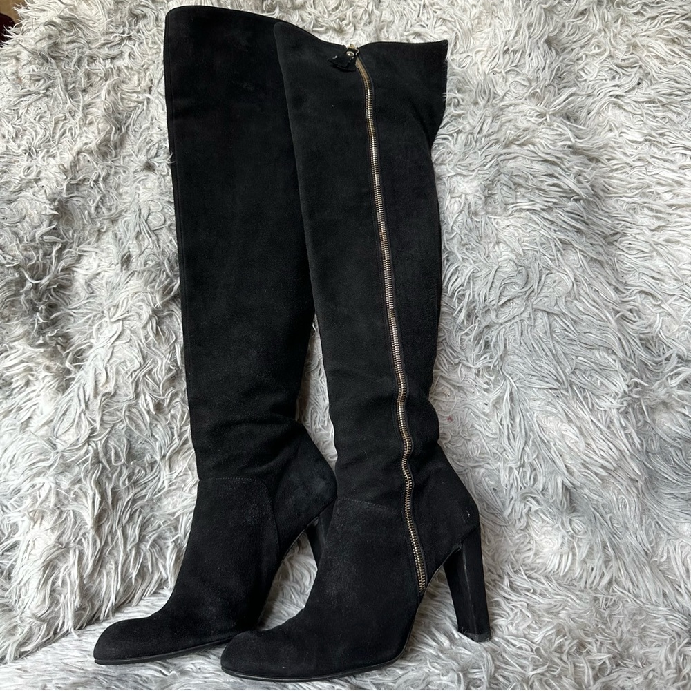 Stuart Weitzman Black Suede Leather Knee High Boots Size 7